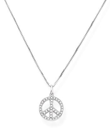 Amen Hravý stříbrný náhrdelník se zirkony Peace 70`s CLPPEB (řetízek, přívěsek)