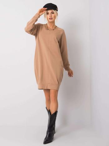 HNĚDÉ MIKINOVÉ ŠATY RV-TU-5184.93P-BROWN Velikost: S/M