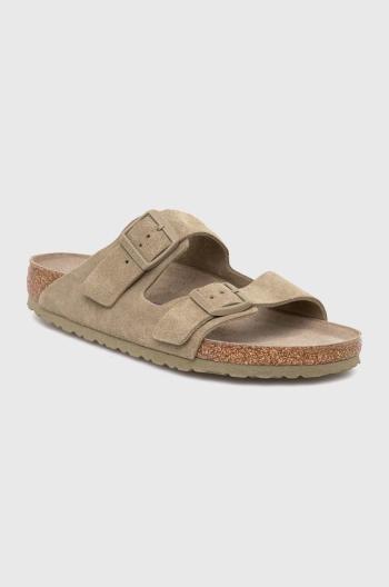 Semišové pantofle Birkenstock Arizona SFB dámské, zelená barva, 1019045