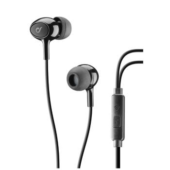 CellularLine In-ear sluchátka Acoustic s mikrofonem, AQL® certifikace, 3,5 mm jack, černé