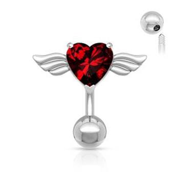 Šperky4U Piercing do pupíku - okřídlené srdce - WP01006-R