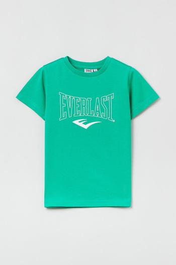 Dětské bavlněné tričko OVS zelená barva, s potiskem