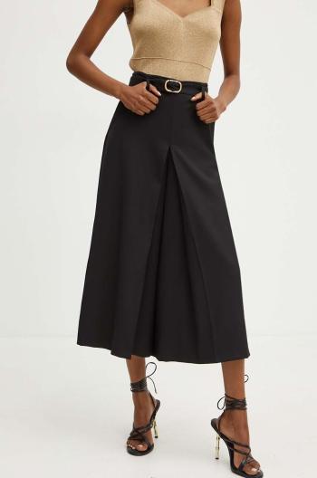 Kalhoty s příměsí vlny Twinset černá barva, široké, high waist, 242TP2162