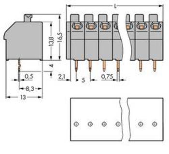 Pružinová svorkovnice WAGO 250-510/000-012, 1.00 mm², Pólů 10, oranžová, 80 ks