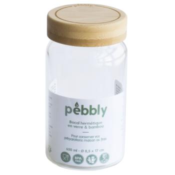 Dóza na potraviny PKV-027 650 ml, sklo / bambus, Pebbly