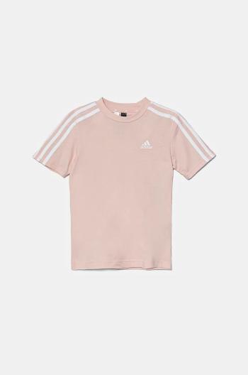 Dětské bavlněné tričko adidas LK 3S CO TEE růžová barva, IX7338