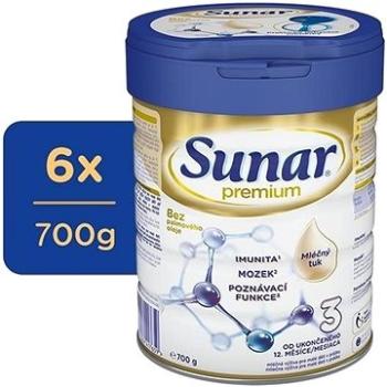 Sunar Premium 3 batolecí mléko, 6× 700 g  (8592084417666)