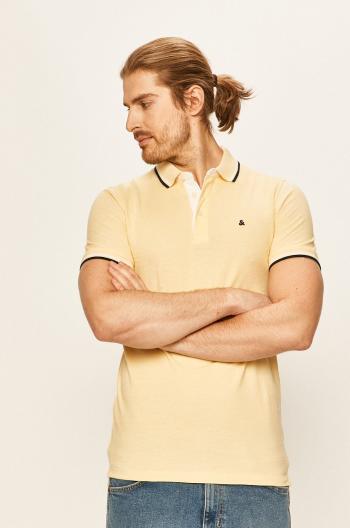 Polo tričko Jack & Jones žlutá barva, hladké