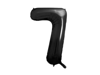 PartyDeco Fóliový balón narozeninové číslo 7 černý 86 cm