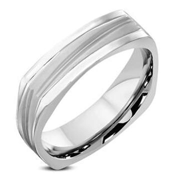 Šperky4U Hranatý ocelový prsten, šíře 3 mm - velikost 68 - OPR1826-7-68