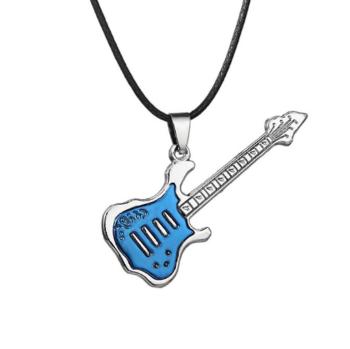 Ziskoun 3D náhrdelník s přívěskem kytary z chirurgické oceli na provázkovém řetízku PN0000157 Barva: Modrá