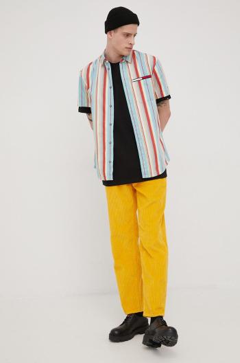 Bavlněné tričko Tommy Jeans tyrkysová barva, regular, s klasickým límcem