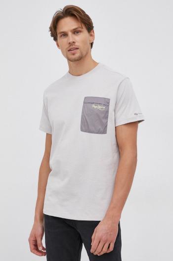 Bavlněné tričko Pepe Jeans Abner šedá barva, s potiskem
