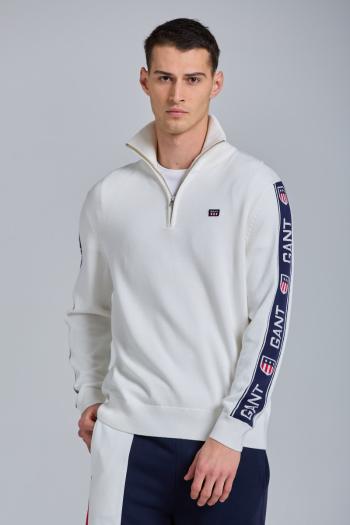 SVETR GANT D1. LOGO SLEEVE HALFZIP bílá XXL