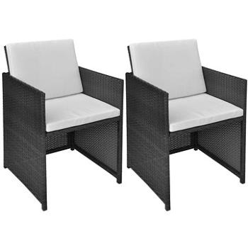 Zahradní židle 2 ks s poduškami a polštáři polyratan černé 42559 (42559)