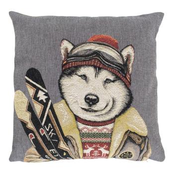 Gobelínový polštář Husky lyžař - 45*15*45cm EVKSSVHU