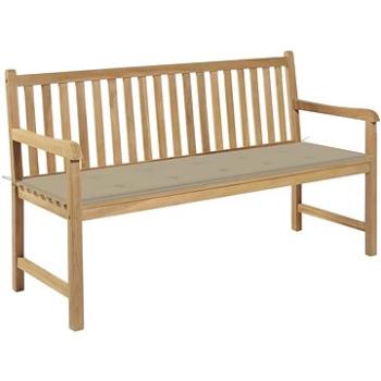 Zahradní lavice s béžovou poduškou 150 cm masivní teak 3062706 (3062706)