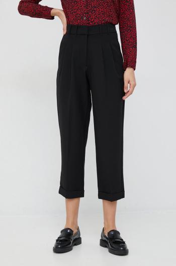 Kalhoty Dkny dámské, černá barva, jednoduché, high waist