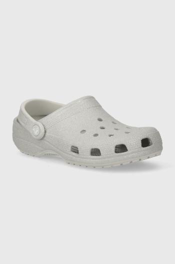 Pantofle Crocs Classic Glitter Clog dámské, stříbrná barva, 205942