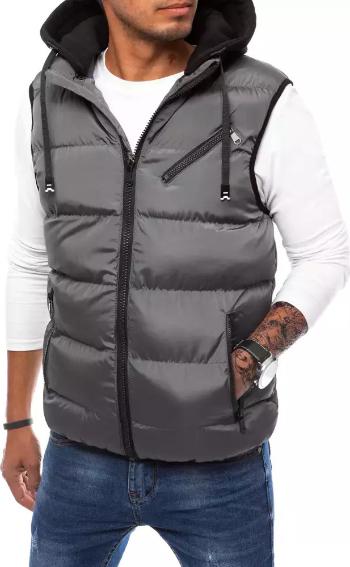 Šedá prošívaná vesta s kapucí TX4101 Velikost: XL