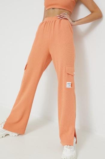 Kalhoty Sixth June dámské, oranžová barva, jednoduché, high waist