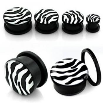 Šperky4U Šroubovací plug do ucha - vzor zebra, průměr 19  mm - PL01115-19