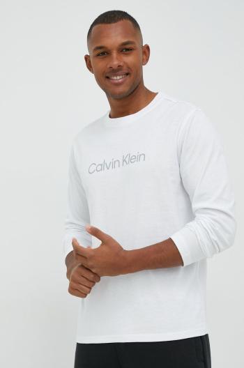 Tréninkové tričko s dlouhým rukávem Calvin Klein Performance bílá barva, s potiskem