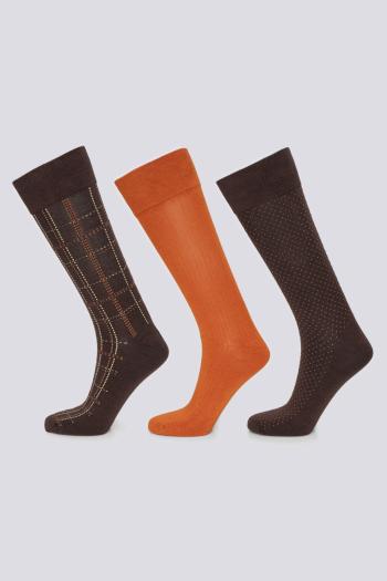 PONOŽKY GANT D2. CHECK SOCKS 3-PACK GIFT BOX hnědá 40/42