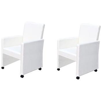 Jídelní židle 2 ks bílé umělá kůže (60347)