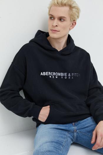 Mikina Abercrombie & Fitch pánská, černá barva, s kapucí, hladká