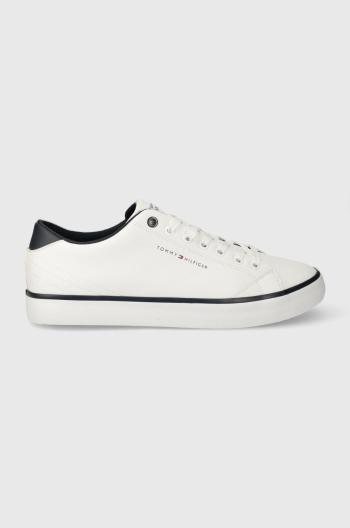 Kožené tenisky Tommy Hilfiger TH HI VULC CORE LOW LEATHER ESS pánské, bílá barva, FM0FM05041