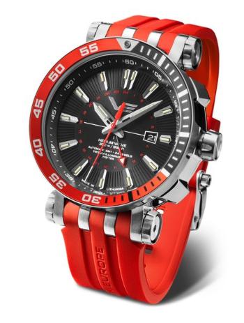 Vostok Europe Energia Rocket Automatic GMT NH34-575A717 - Červený silikonový řemínek