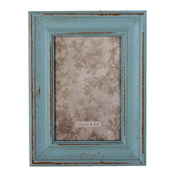 Dřevěný modrý vintage fotorámeček  - 16*1*21 cm / 10*15 cm 2F0899