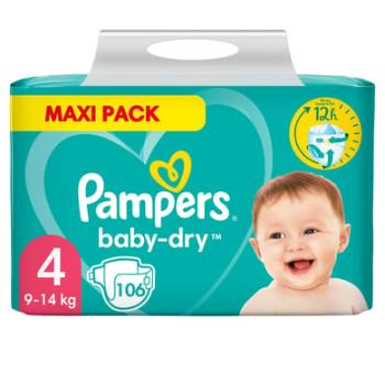 Pampers Baby Dry, Gr.4 Maxi, 9-14kg, Maxi Pack (1x 106 plenek)