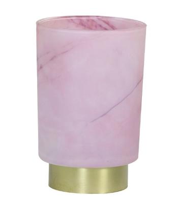 Růžová skleněná stolní lampa Marble Led - Ø10*27cm  1855861