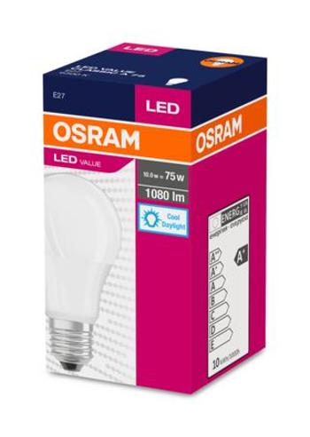 Osram LED žárovka CLA FR E27 10,5W 75W studená bílá 6500K