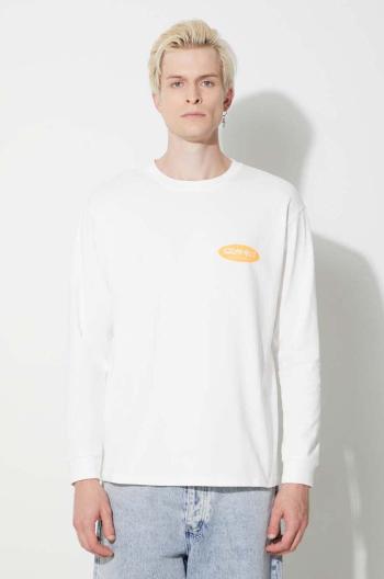 Bavlněné tričko s dlouhým rukávem Gramicci Original Freedom Oval Longsleeve Tee bílá barva, s potiskem, G3FU.T072