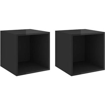 Nástěnné skříňky 2 ks černé vysoký lesk 37x37x37cm dřevotříska  (805466)