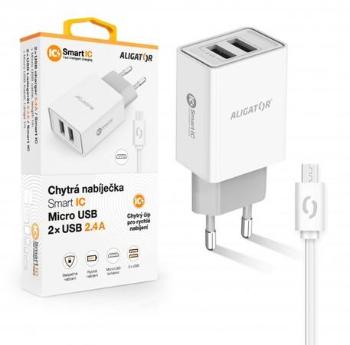 ALI CN 2,4A,2xUSB,bílá, MicroUSB CHA0032