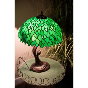 Zelená stolní lampa Tiffany ve tvaru stromu Tree green - Ø 41*57 cm E27/max 2*40W 5LL-6224