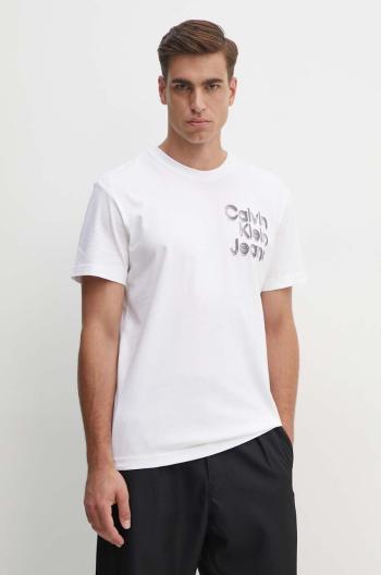 Bavlněné tričko Calvin Klein Jeans bílá barva, s potiskem, J30J325680