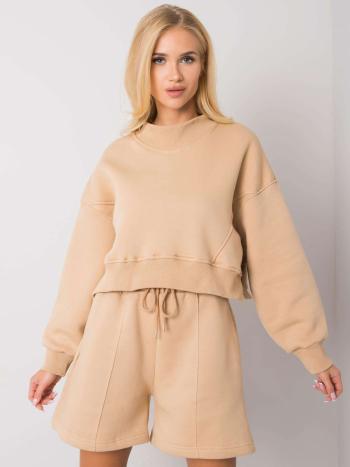 SVĚTLE HNĚDÁ DÁMSKÁ CROP MIKINA RV-BL-6992.69-CAMEL Velikost: M