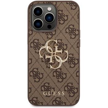 Guess PU 4G Metal Logo Zadní Kryt pro iPhone 14 Pro Brown (GUHCP14L4GMGBR)