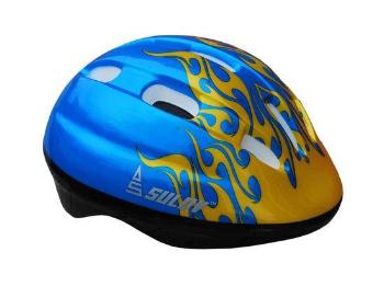 Dětská cyklo helma SULOV® JUNIOR, vel. S, modrá s plameny, 55 - 56