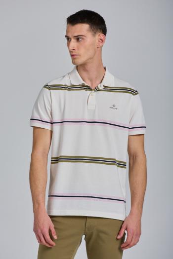 POLOKOŠILE GANT D2. NARROW STRIPE PIQUE SS RUGGER bílá 4XL