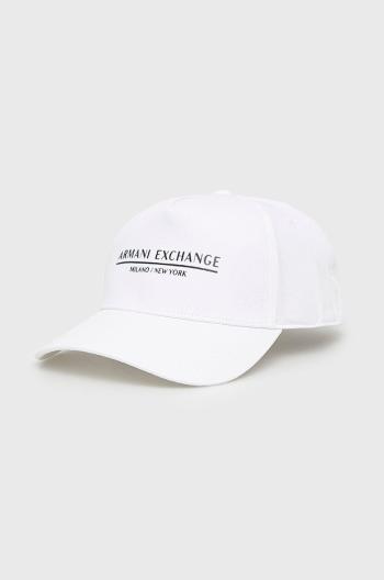 Bavlněná čepice Armani Exchange bílá barva, s potiskem