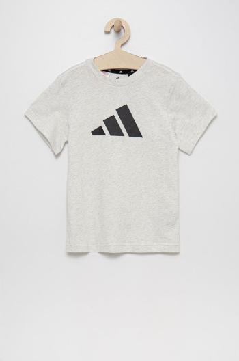 Dětské bavlněné tričko adidas Performance HG8857 šedá barva