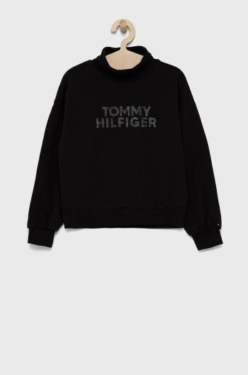 Dětská mikina Tommy Hilfiger černá barva, hladká