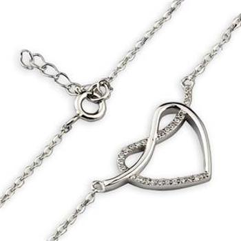 Šperky4U Stříbrný náhrdelník se srdíčkem - ZB87720