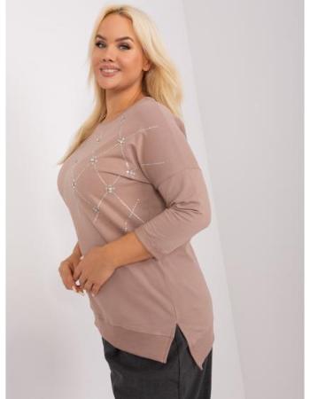 Dámská halenka plus size z bavlny NES tmavě béžová 